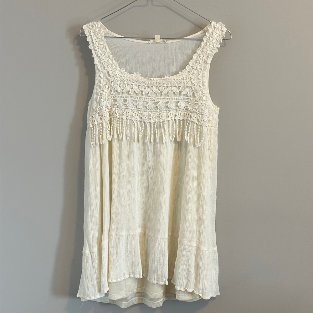 Hem & Thread Cream Lace Accent Blouse